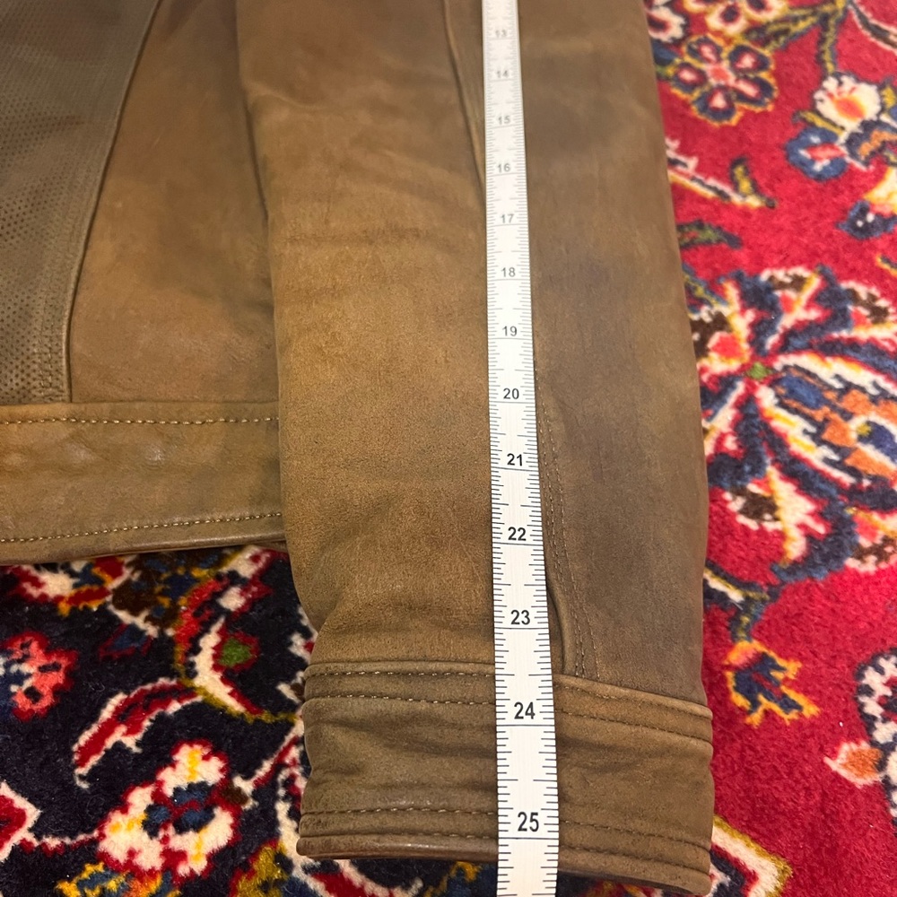 Men's Tan Leather Bomber Jacket - Picture 7 of 10